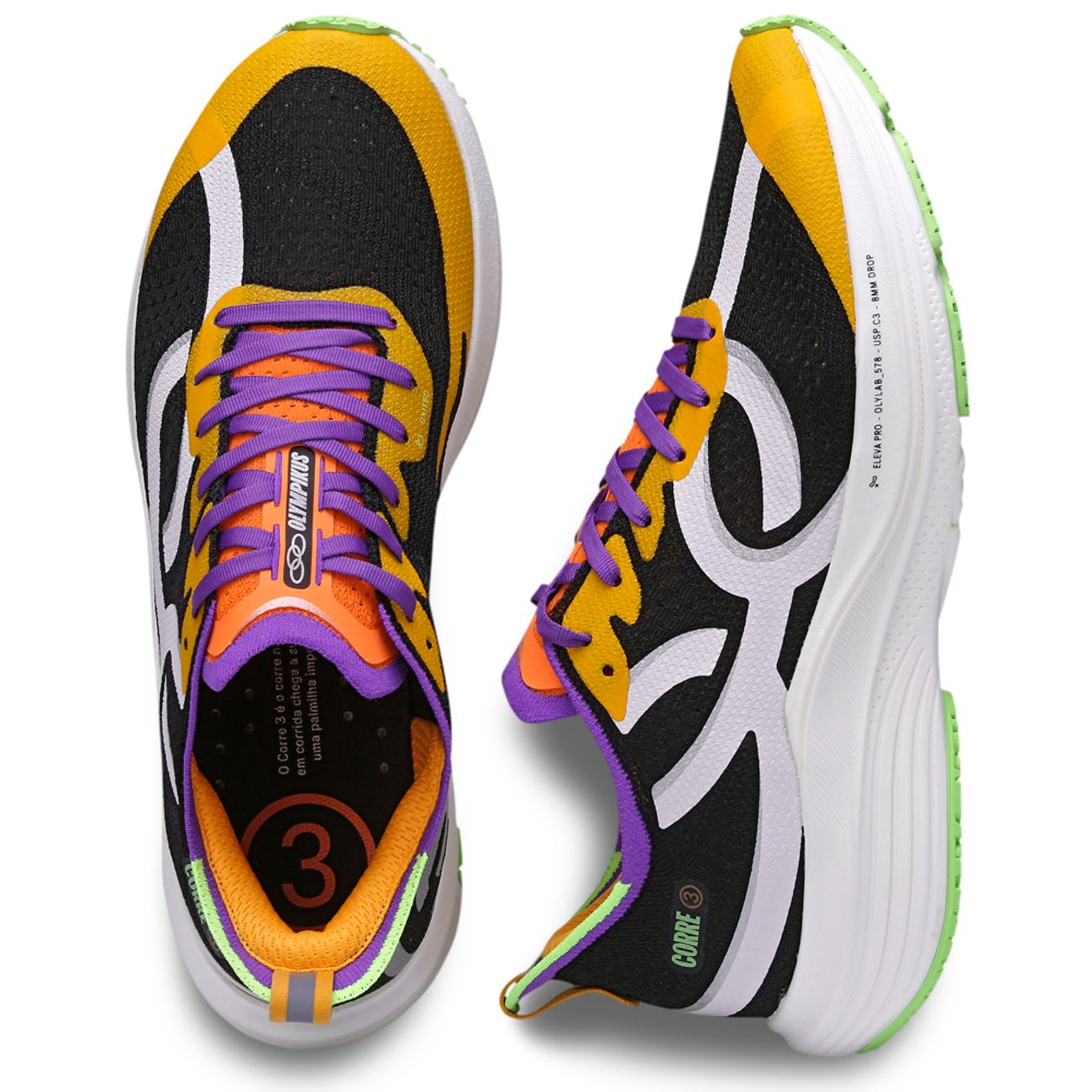 Tênis Olympikus Corre 3 Preto Preto e – Laranja Premium