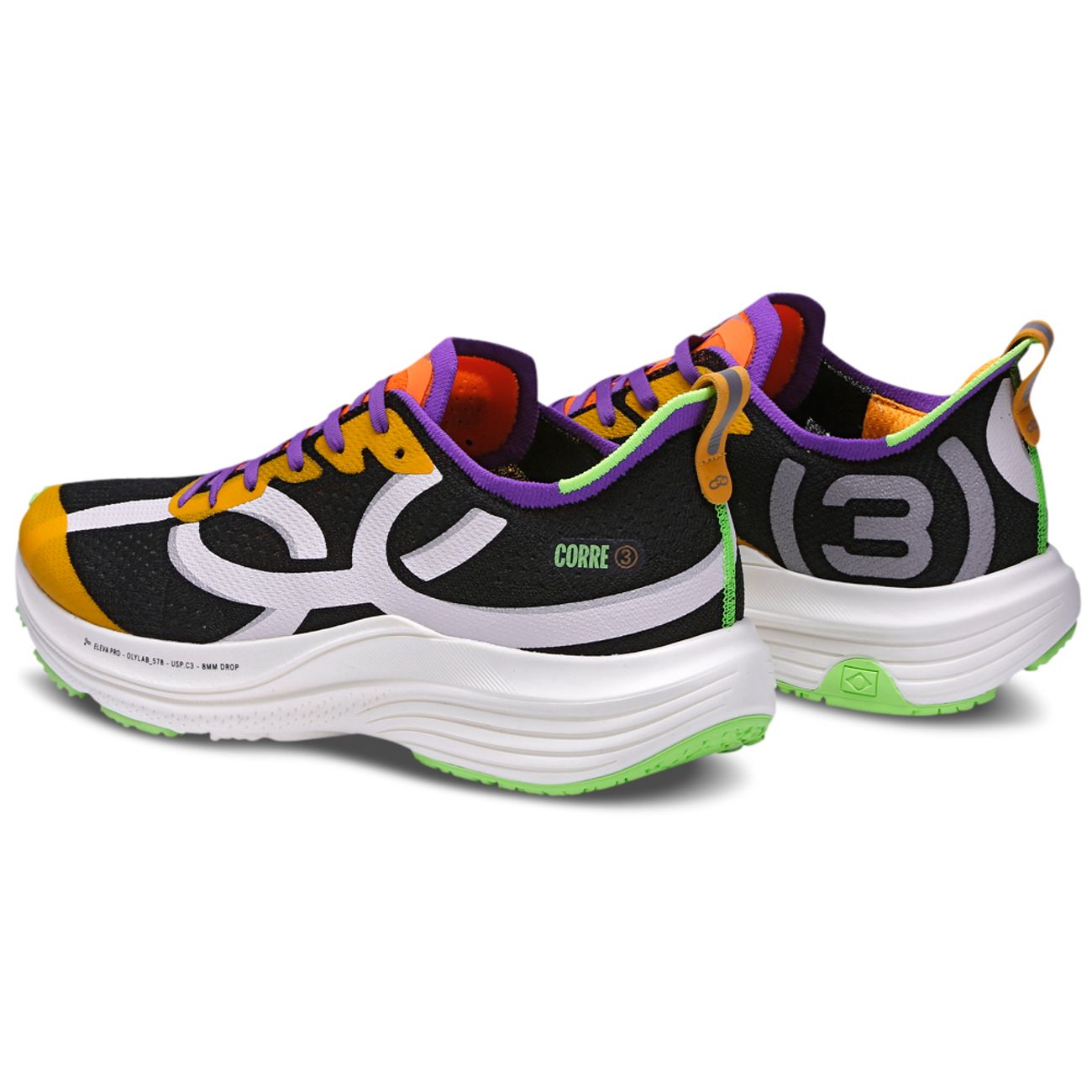 Tênis Olympikus Corre 3 Preto Preto e – Laranja Premium