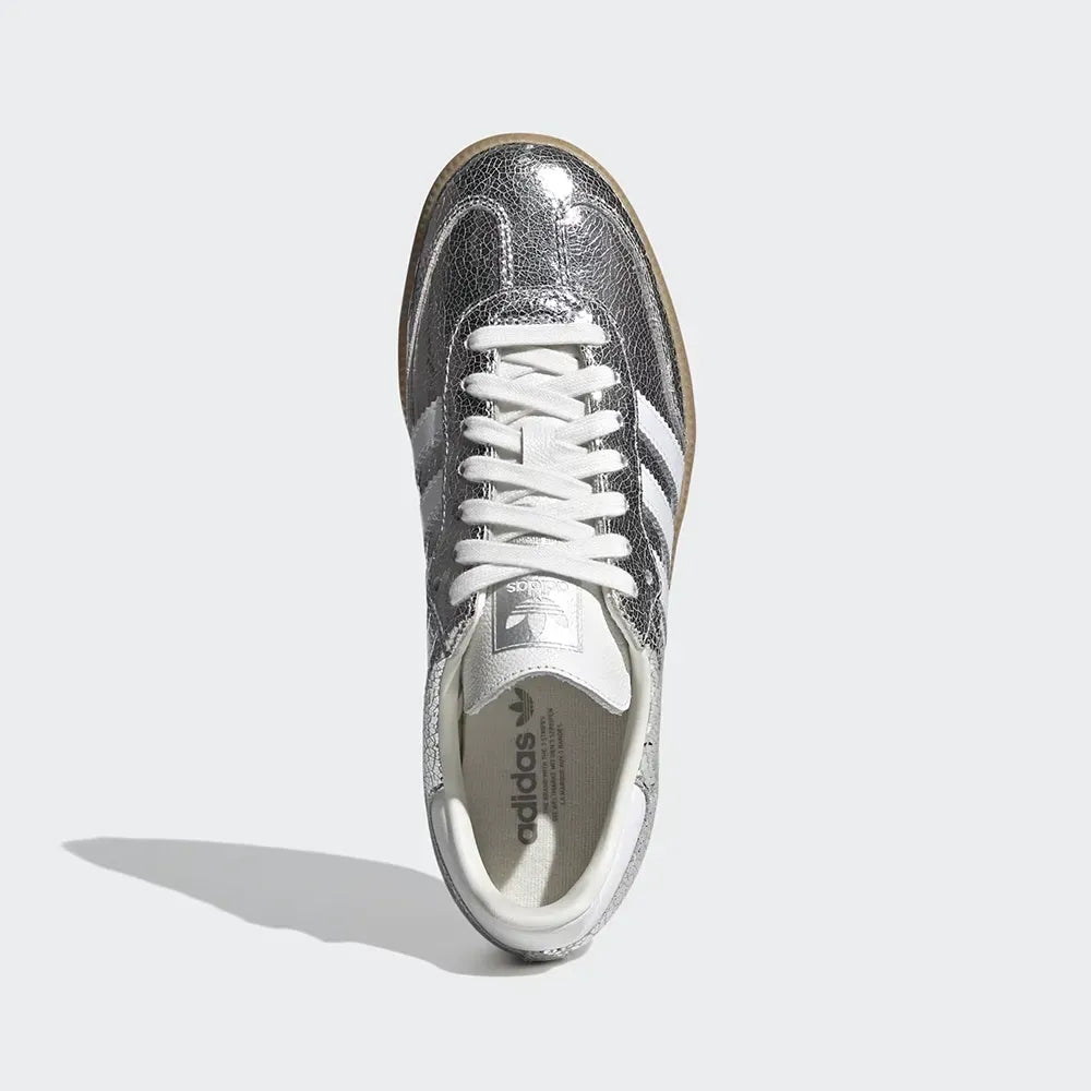 SAMBA OG Silver Metallic Cracked – Leather Confortável