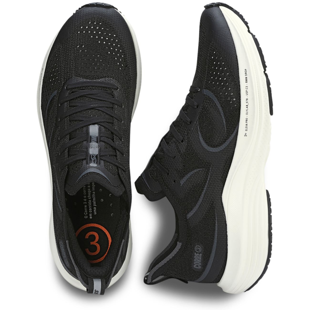 Tênis Corre 3 Preto e – Branco Clean